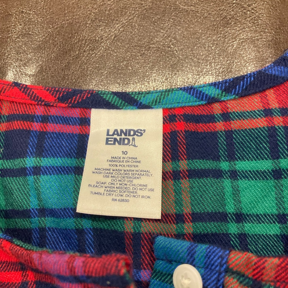 Lands End plaid pajama nightgown size 10